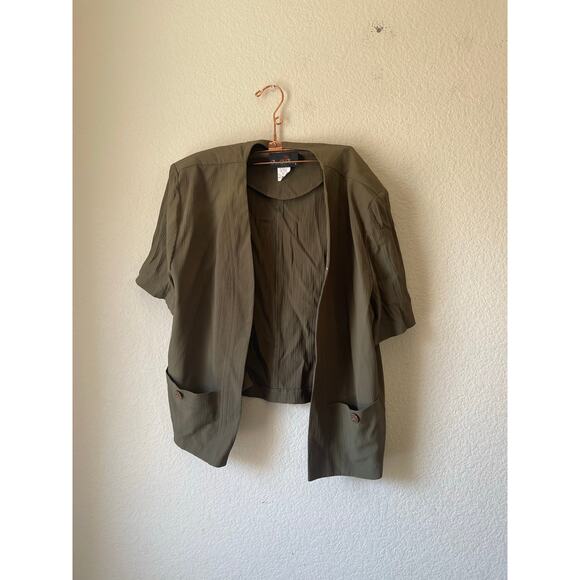 Vintage 80s/90s olive green 2 piece‎ set with midi dress size large - Picture 5 of 11